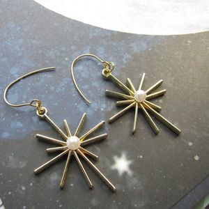Retro 50s Atomic Age Style Starburst Earrings Golden Vegas Star Burst